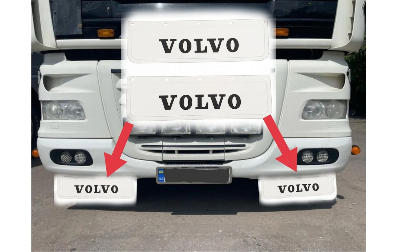 Бризковики передні Volvo білі 600×180 мм