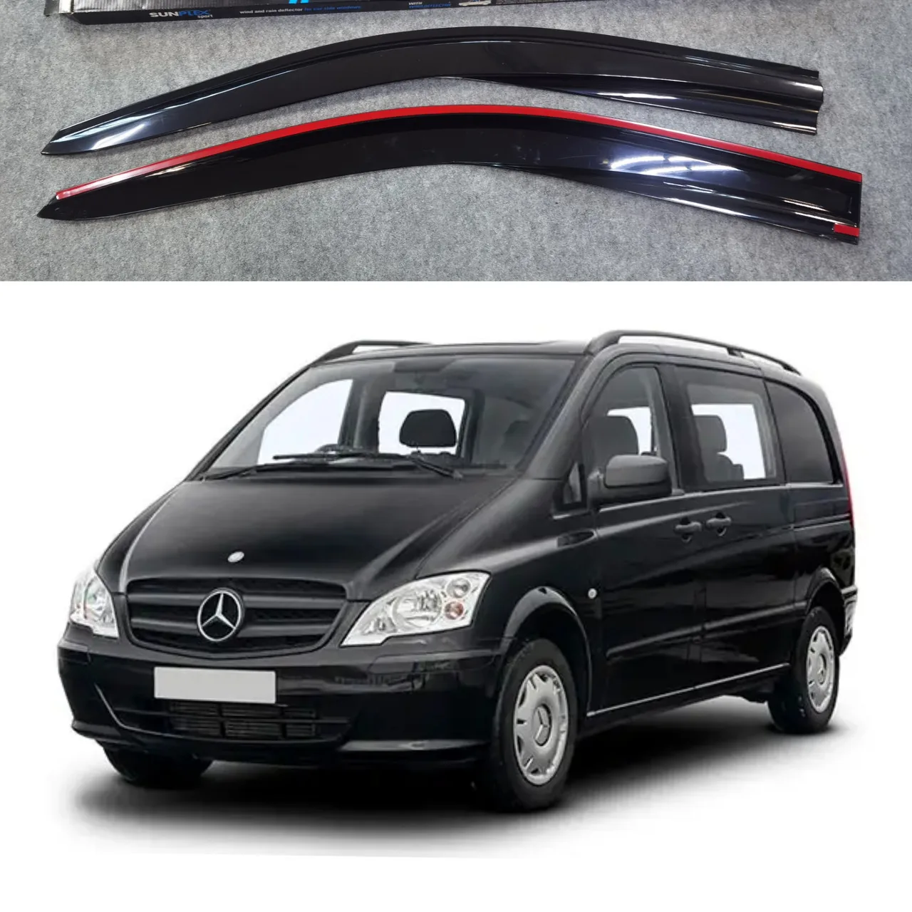 Дефлекторы окон ветровики Mercedes Vito 2003-2015 W639 Скотч SunPlex