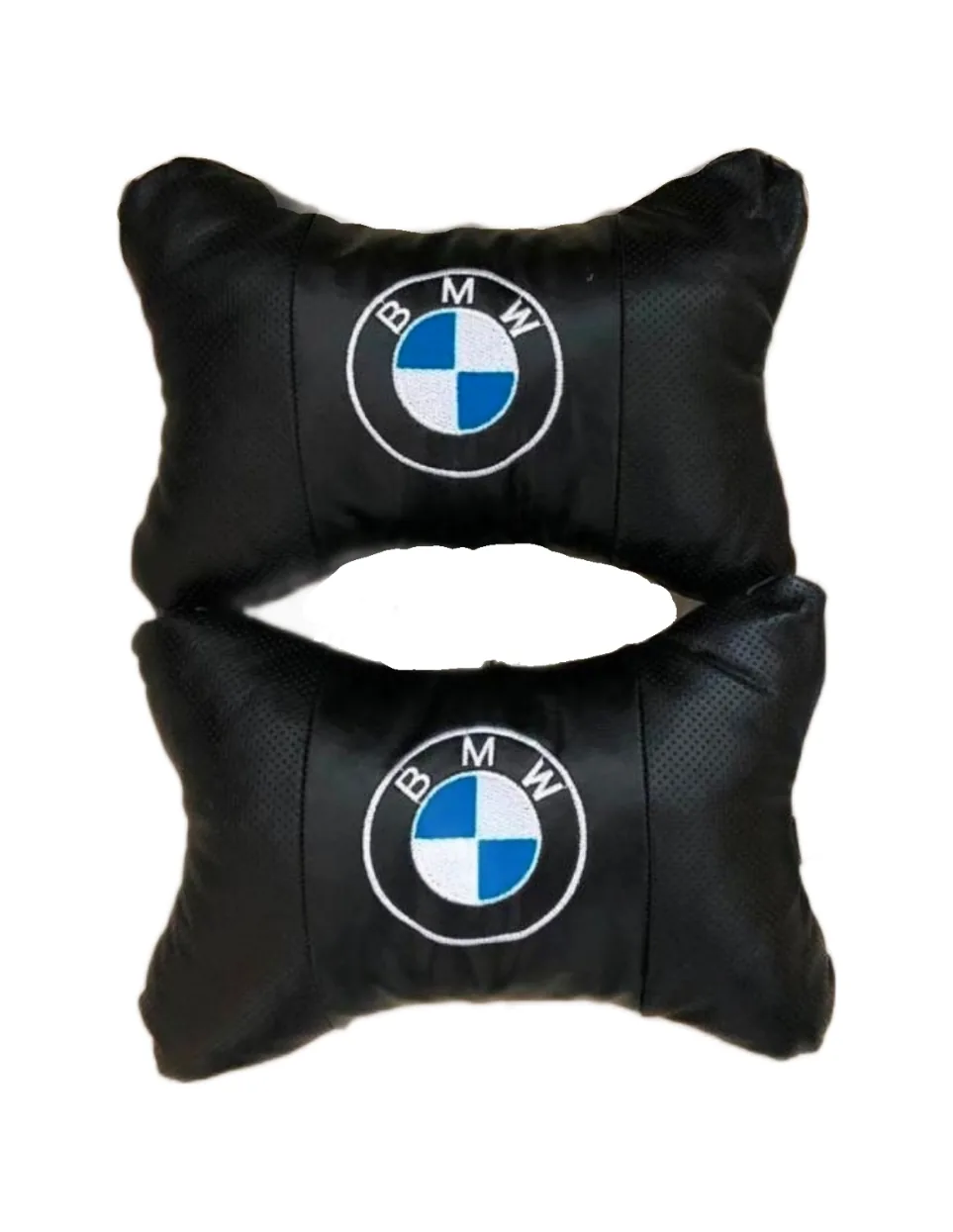 Подушки автомобильные лого BMW на подголовники ЭкоКожа (2шт пара)