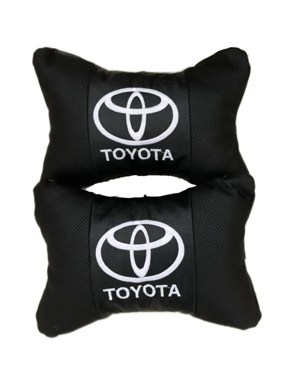 Подушки автомобильные лого Toyota на подголовники ЭкоКожа (2шт пара)