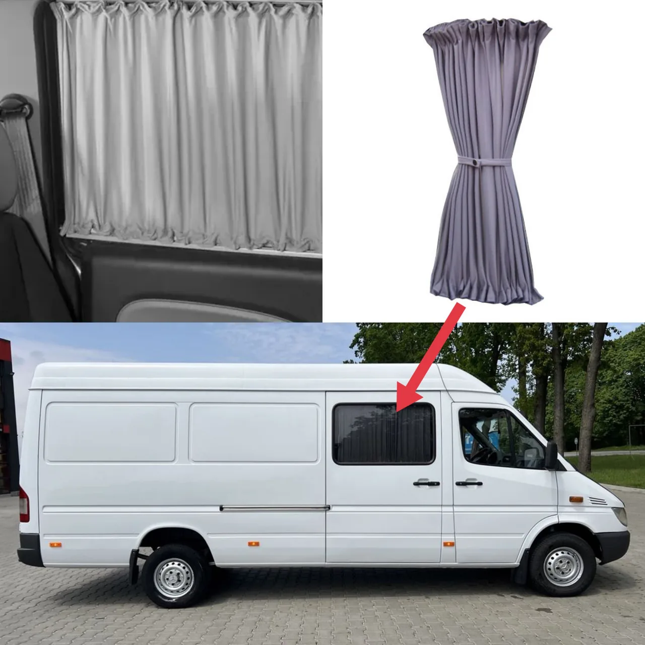 Шторки на 2 окна MB-Sprinter W903 / VW-LT грус-пас, серый