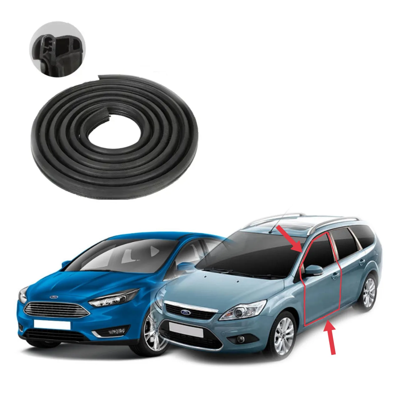 Уплотнитель проёма передней двери Ford Focus 2/3 (2004-2018) новый