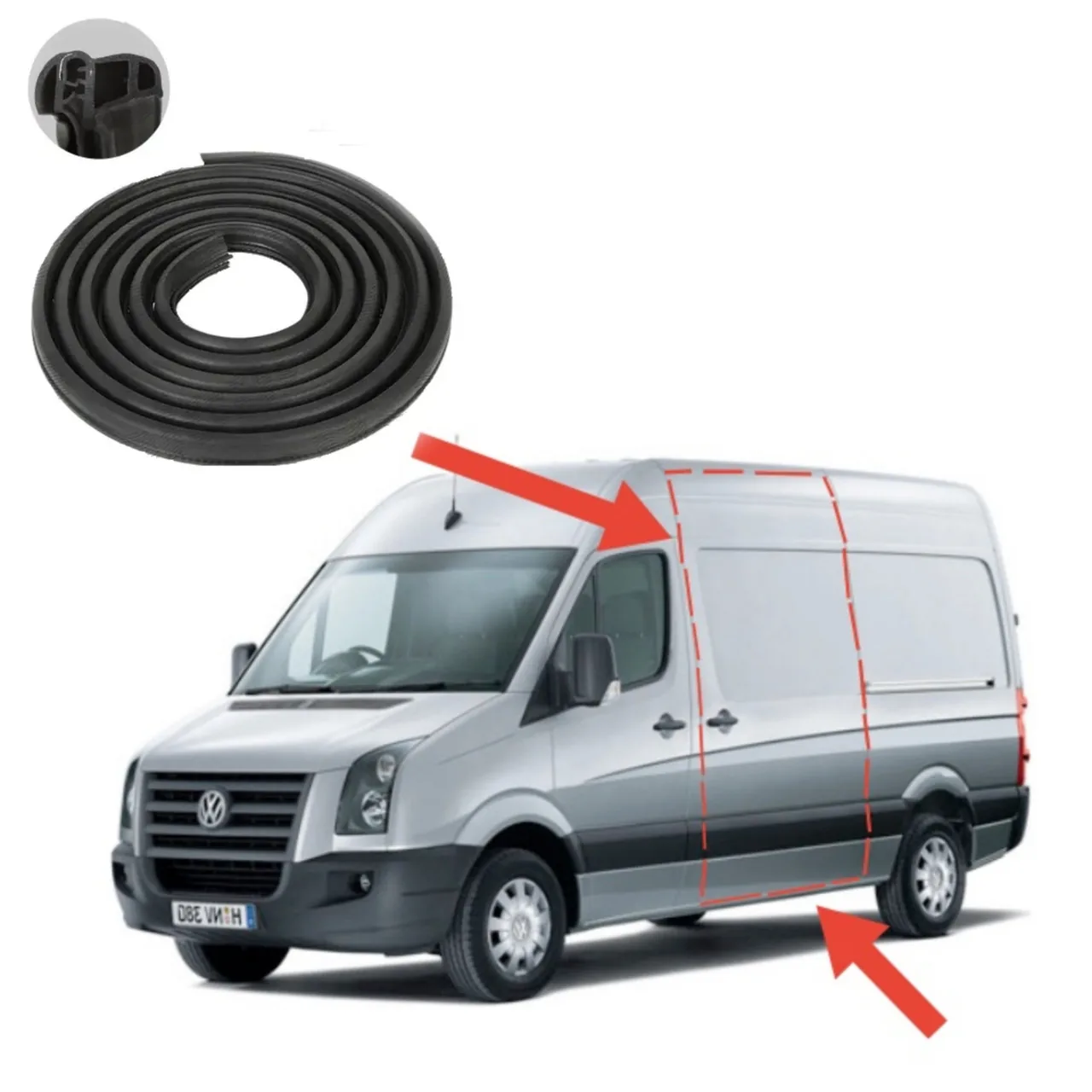 Уплотнитель Volkswagen Crafter проёма боковой сдвижной двери (2006-2016гг)