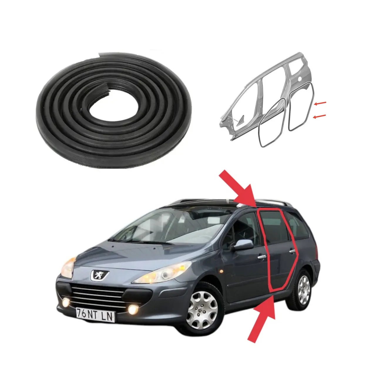 Ущільнювач пройому бокової дверки Peugeot 307/307SW (2001-2008)