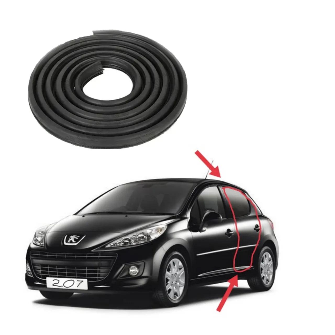 Уплотнитель проёма боковой двери Peugeot 207 / 207SW (2006-2014)