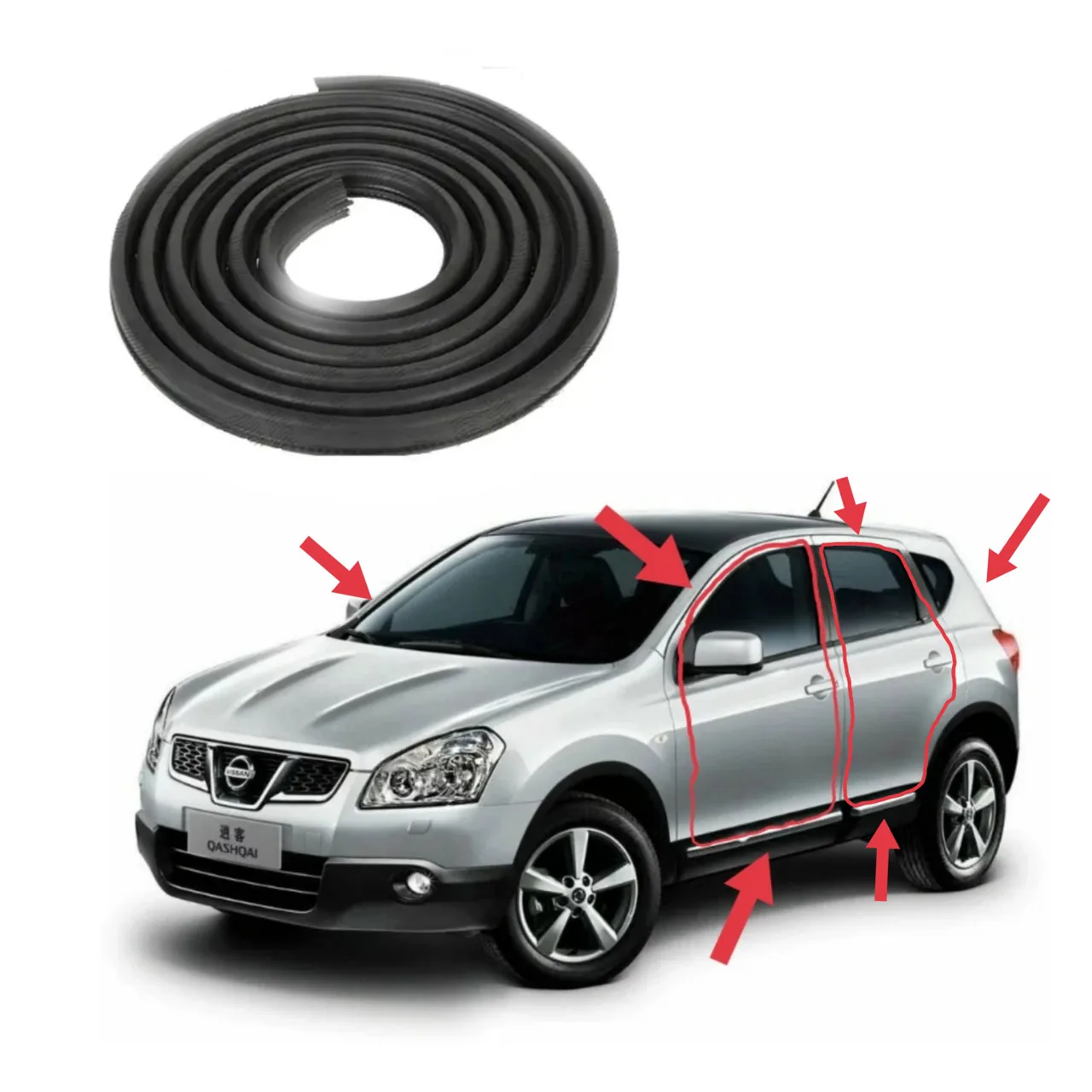 Комплект уплотнителей 5шт проёмов дверей Nissan Qashqai J10 (2006-2013)