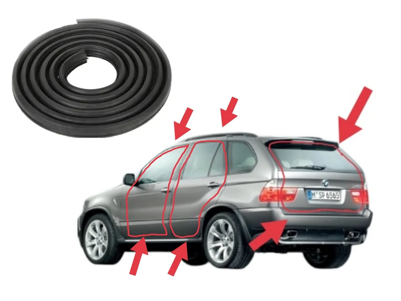 Комплект ущільнювачів дверей 5шт BMW X5 E53 (1999-2006)