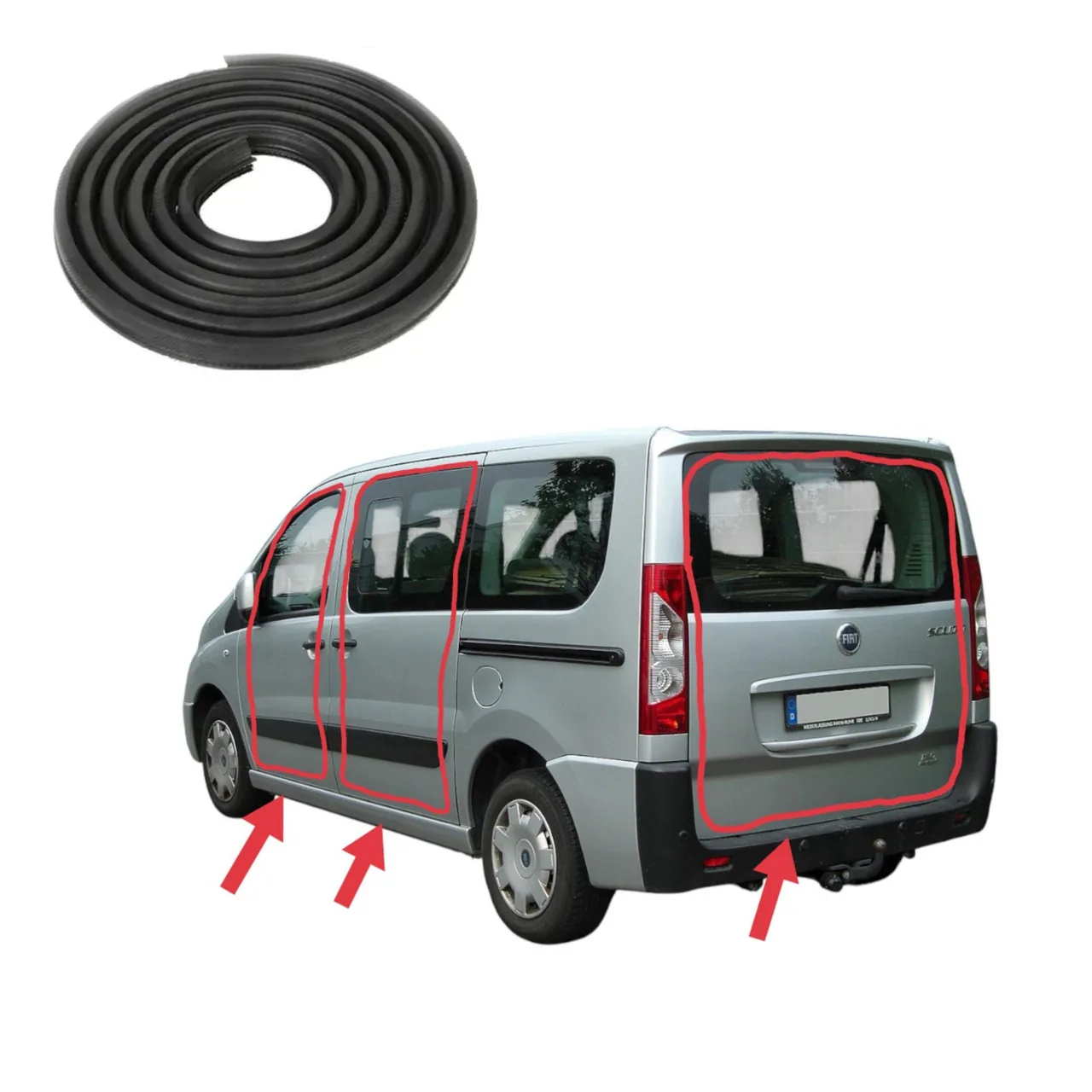 Комплект ущільнювачів 4шт для Fiat Scudo 2 / Citroen Jumpy (2007-2016)