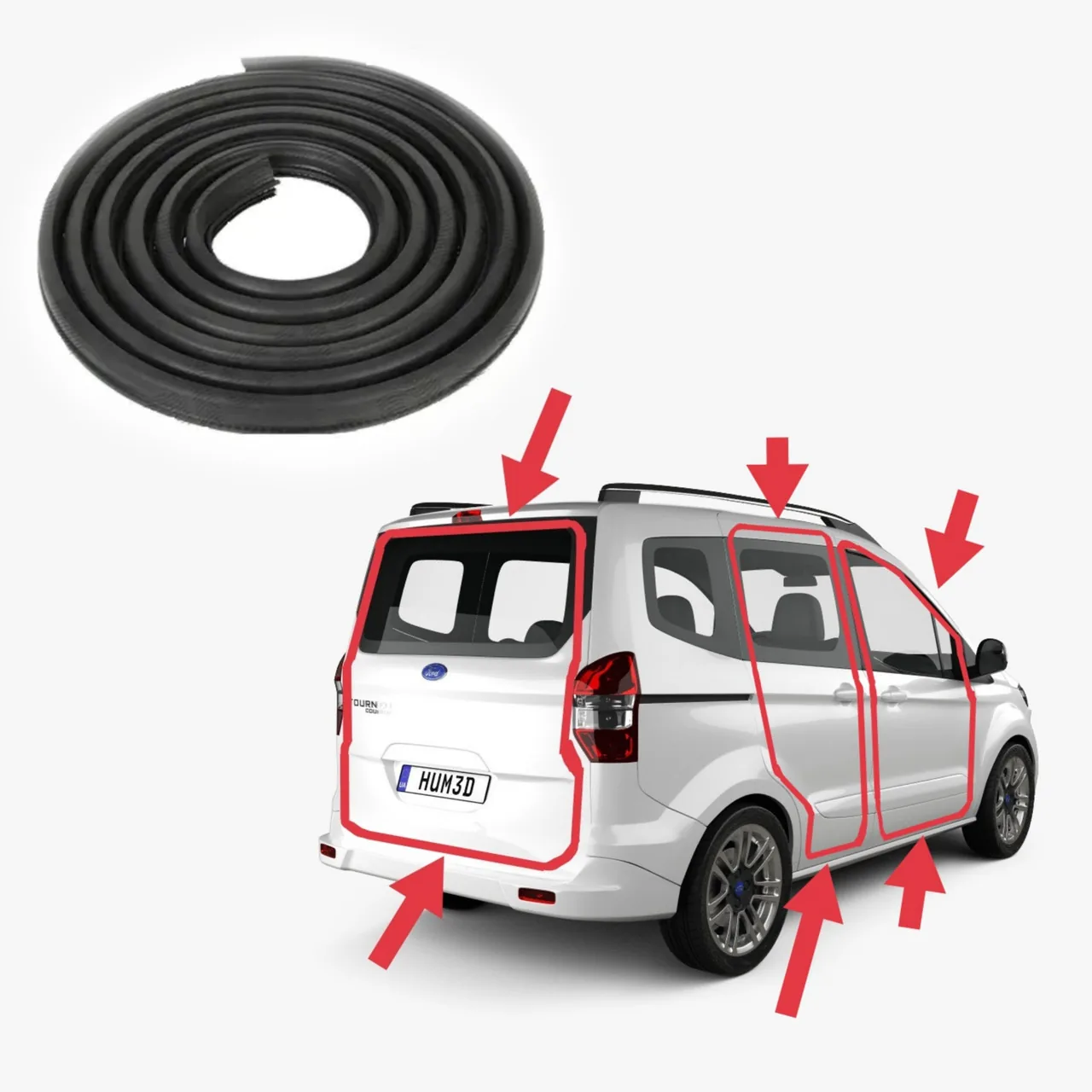 Комплект ущільнювачів дверей 4 шт. Ford Courier (2014-2023)