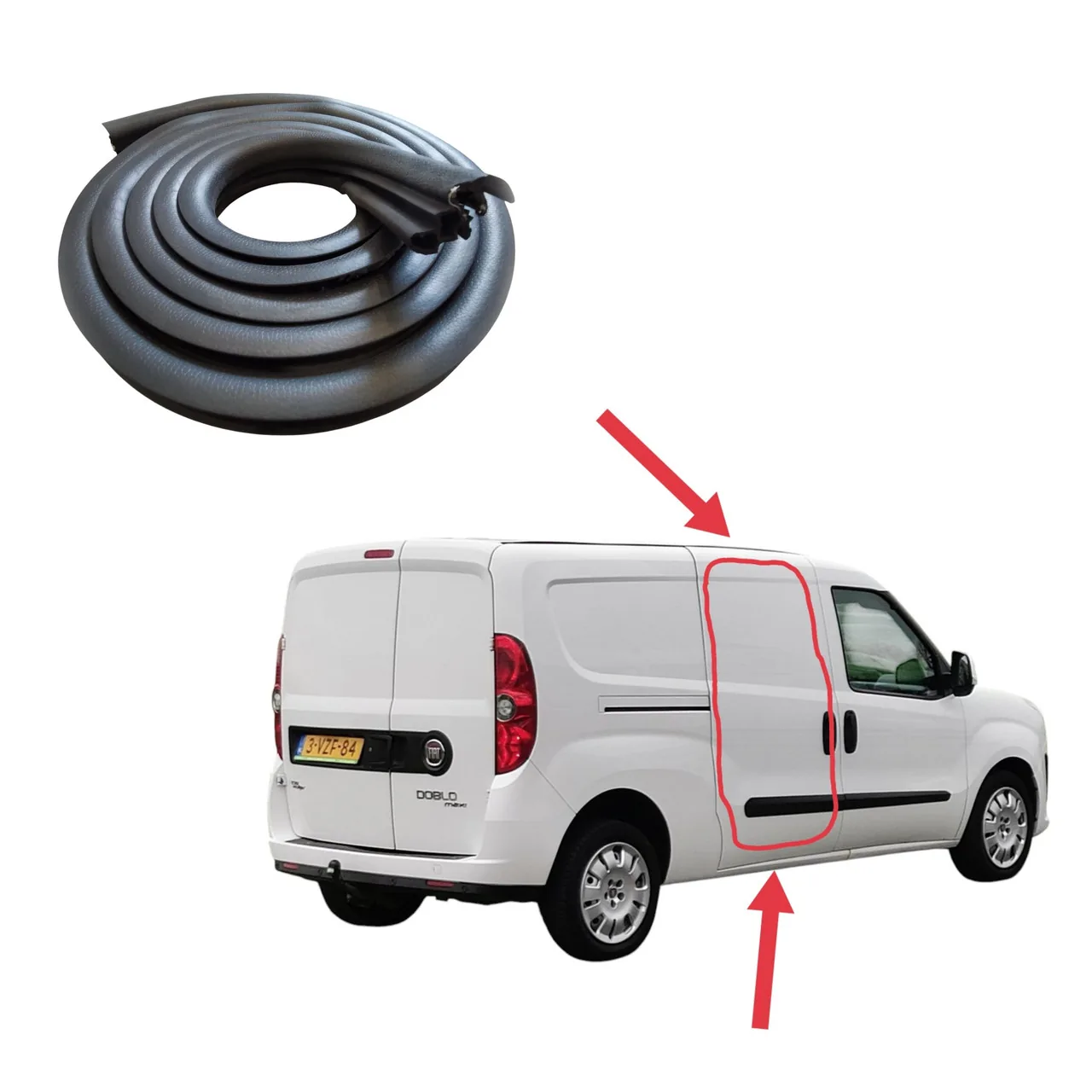 Уплотнитель проёма боковой двери Fiat Doblo W263 (2010-2022) новый
