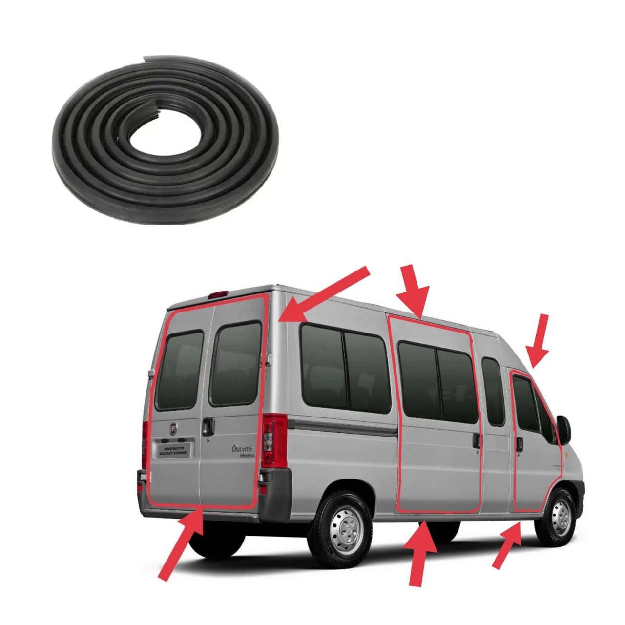 Комплект уплотнителей дверей 4шт Fiat Ducato / Peugeot Boxer / Citroen Jumper (1994-2006)