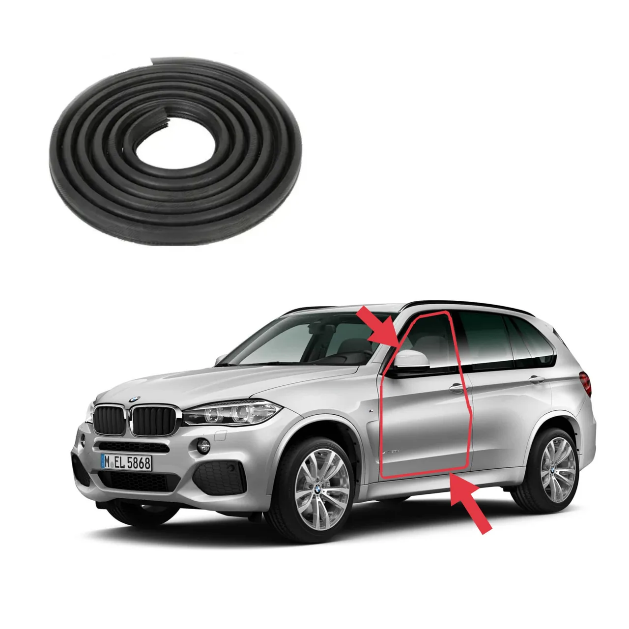 Уплотнитель проёма передней двери BMW X5 F15 (2013-2018) бархатный