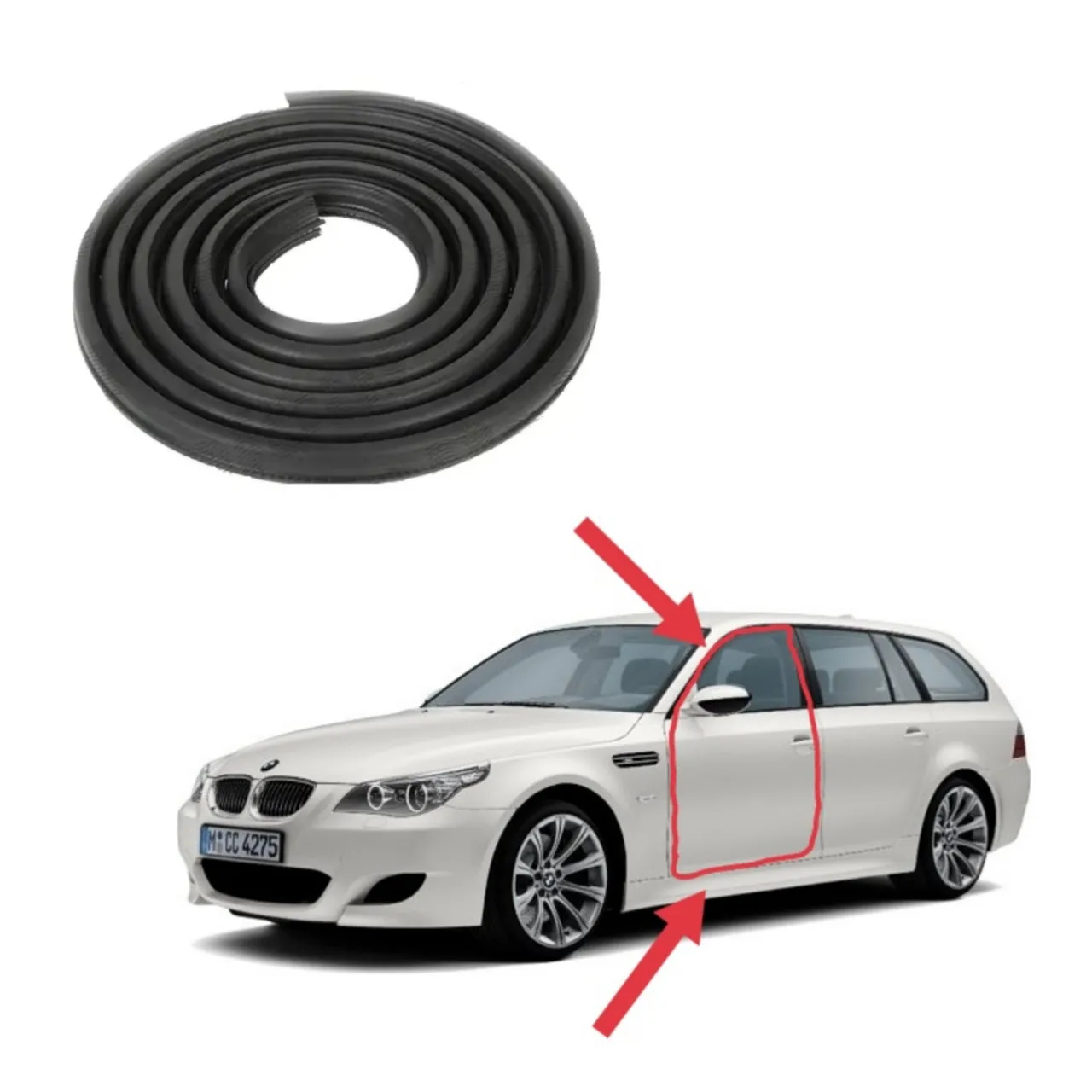 Ущільнювач пройому передньої дверки BMW E60/61 (2003-2010) з бархаткою
