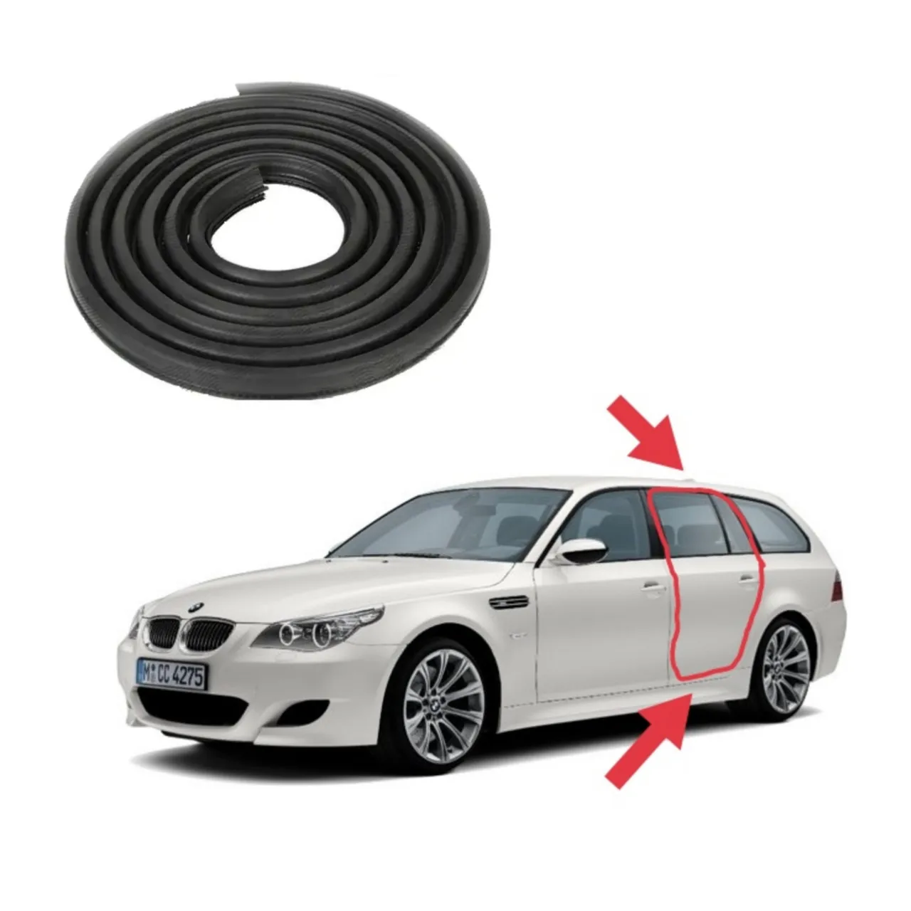 Ущільнювач пройому бокової дверки BMW E60/61 (2003-2010) з бархаткою