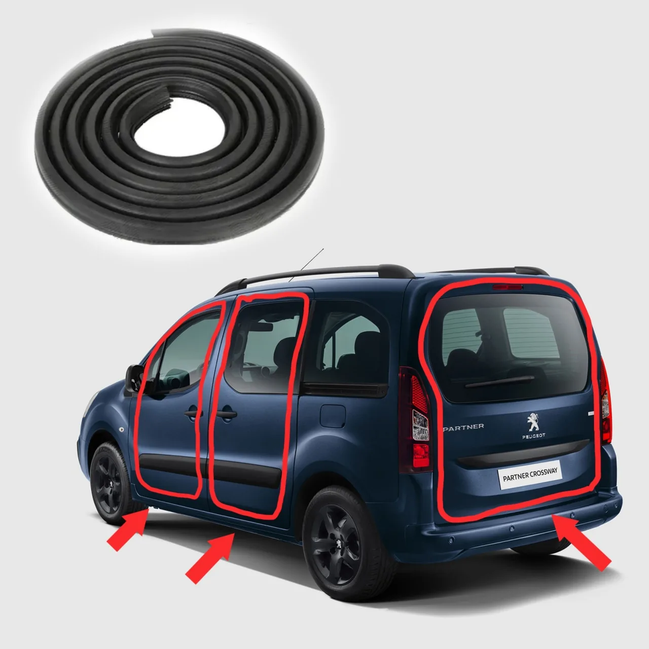 Комплект уплотнителей 4шт Citroën Berlingo / Peugeot Partner (2008-2023)