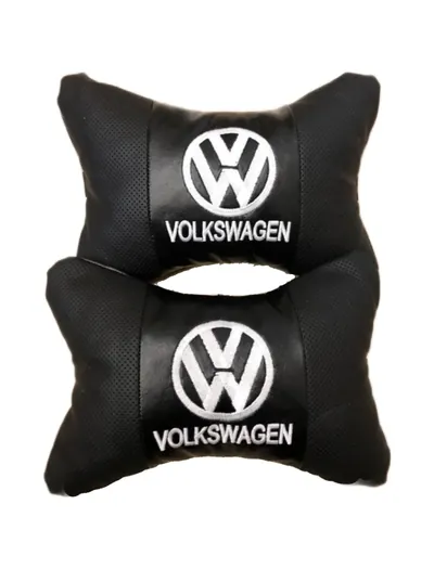 Подушки автомобільні лого Volkswagen на підголівники Екошкіра (2шт пара)